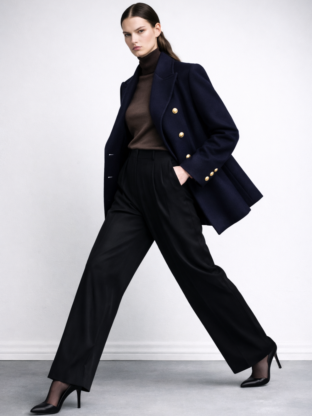 ÉLAN Buttoned mid-length coat