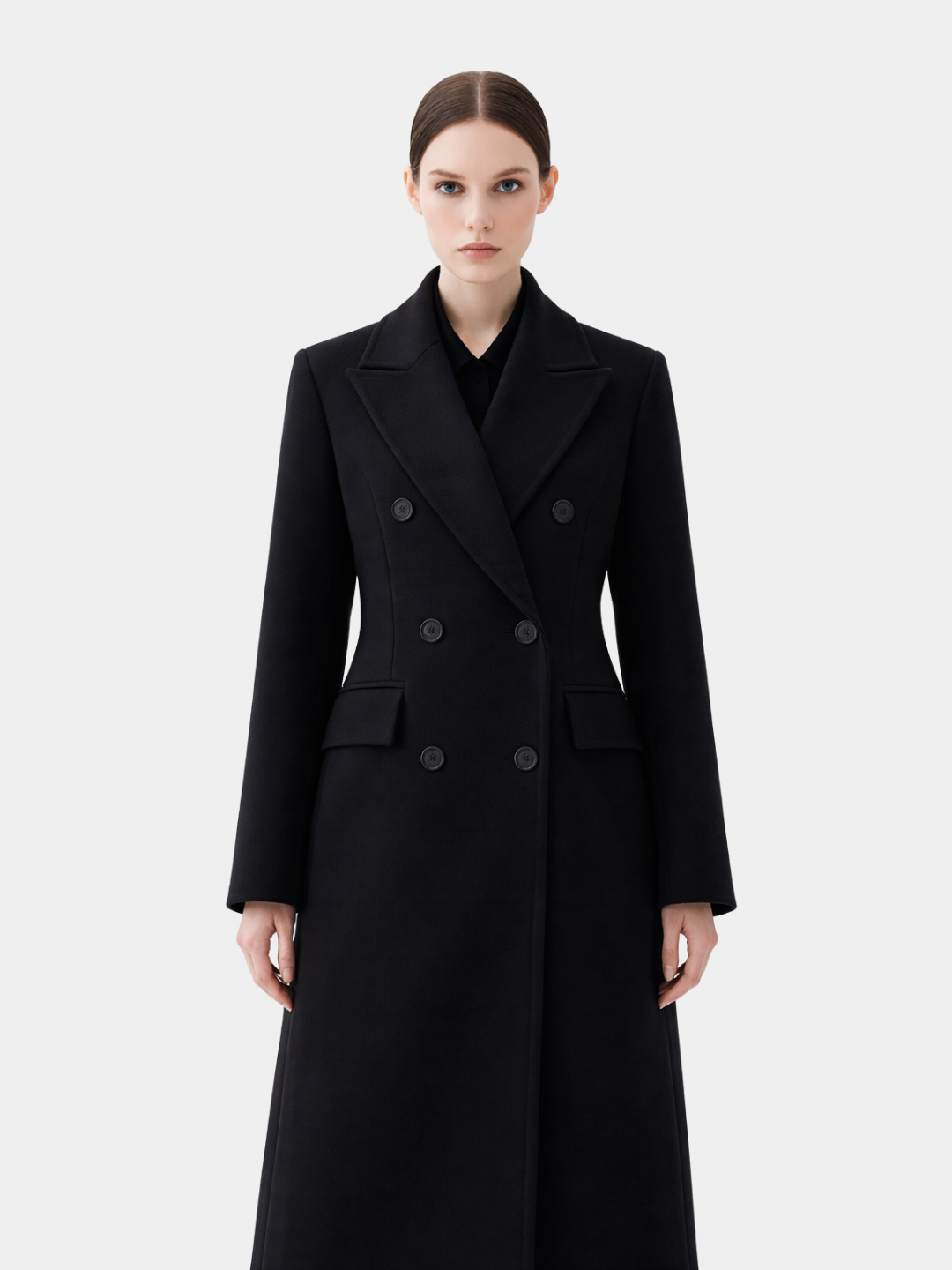 Double-breasted long coat