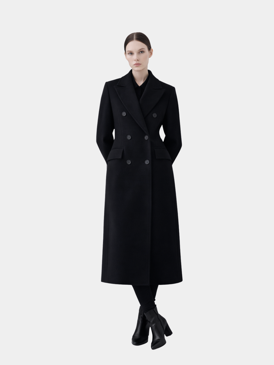 Double-breasted long coat