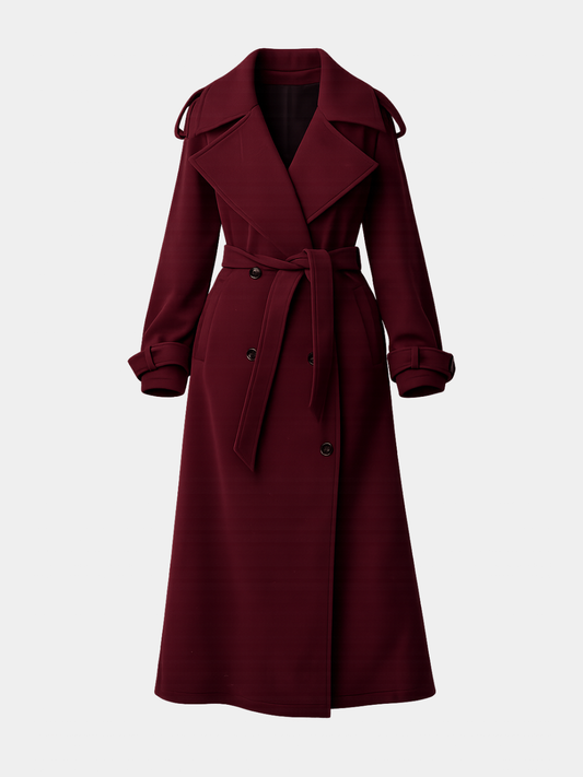 Double-Breasted Long Trench Coat