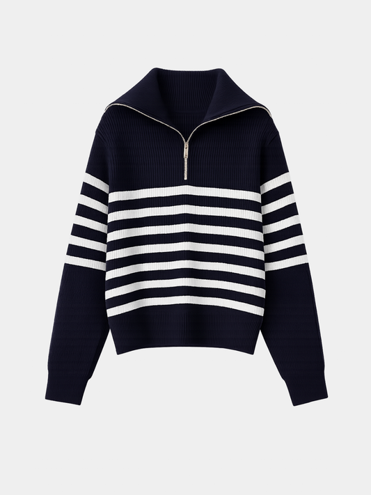 Striped quarter-zip knit